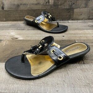 Sperry Top Sider Black/Gold Patent Leather Womens Sandals Size 7.5 M